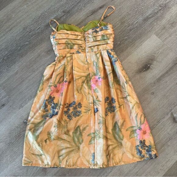 Anthropologie Botanica Dress by James Coviello Orange Watercolor size 2 - Picture 9 of 11